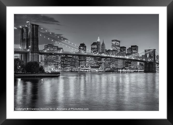 Brooklyn Bridge Twilight II Framed Mounted Print by Clarence Holmes