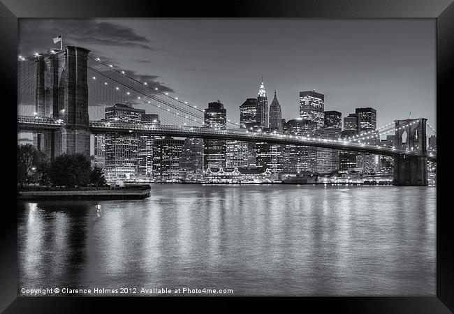 Brooklyn Bridge Twilight II Framed Print by Clarence Holmes