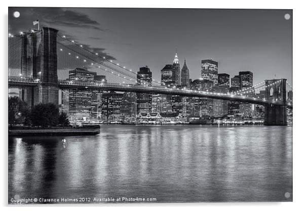 Brooklyn Bridge Twilight II Acrylic by Clarence Holmes