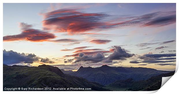 Red Skies over Langdale Print by Gary Richardson