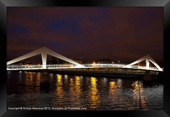 River Clyde Squiggly Bridge Framed Print by Gillian Sweeney