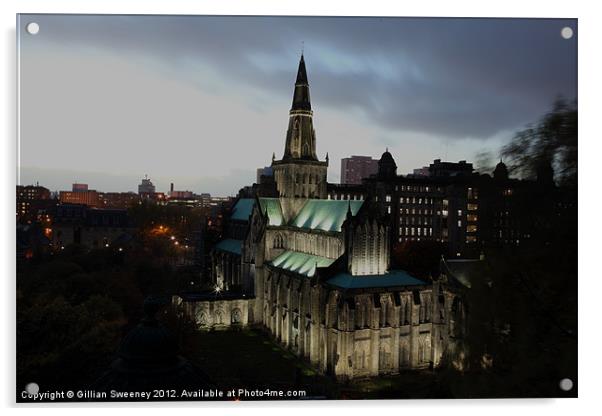 Glasgow Cathedral by night Acrylic by Gillian Sweeney