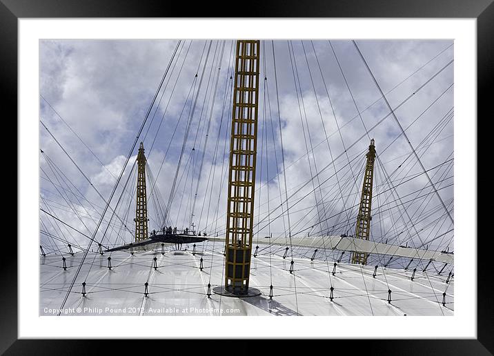 On the roof at O2 Framed Mounted Print by Philip Pound