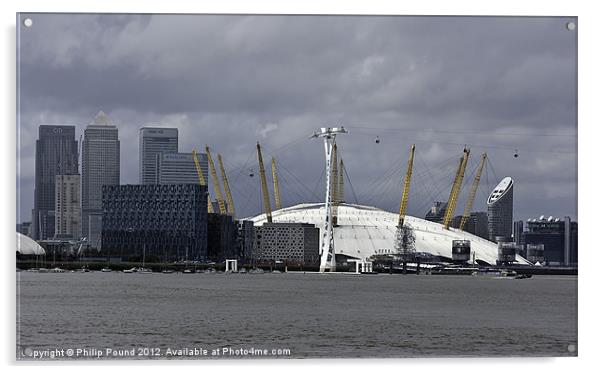 O2 Arena & Canary Wharf Acrylic by Philip Pound