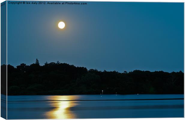 Moon rise over Wroxham Broads Canvas Print by Lee Daly