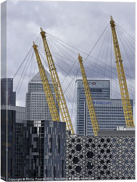 Canary Wharf & O2 Arena Canvas Print by Philip Pound