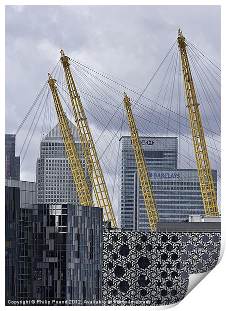 Canary Wharf & O2 Arena Print by Philip Pound