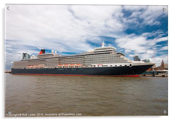 Cunard Queen Elizabeth. Acrylic by Rob Lester