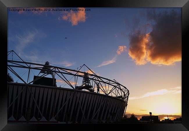 Olympic Stadium Sunset Framed Print by David Griffin