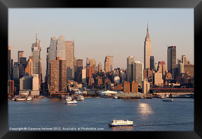 Hudson River and Manhattan Skyline I Framed Print by Clarence Holmes