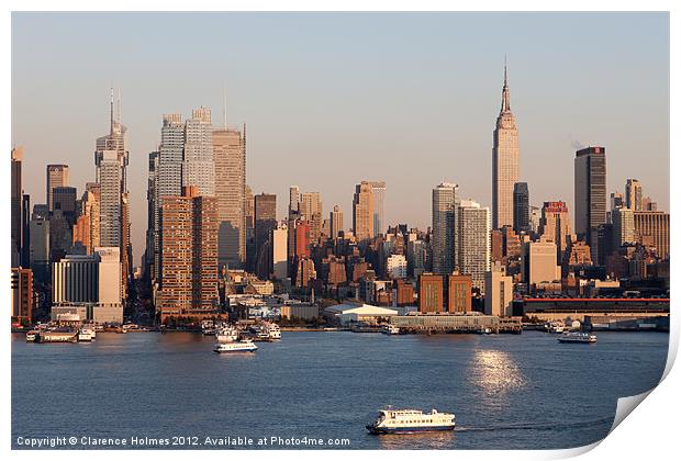 Hudson River and Manhattan Skyline I Print by Clarence Holmes