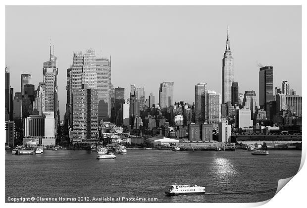 Hudson River and Manhattan Skyline II Print by Clarence Holmes
