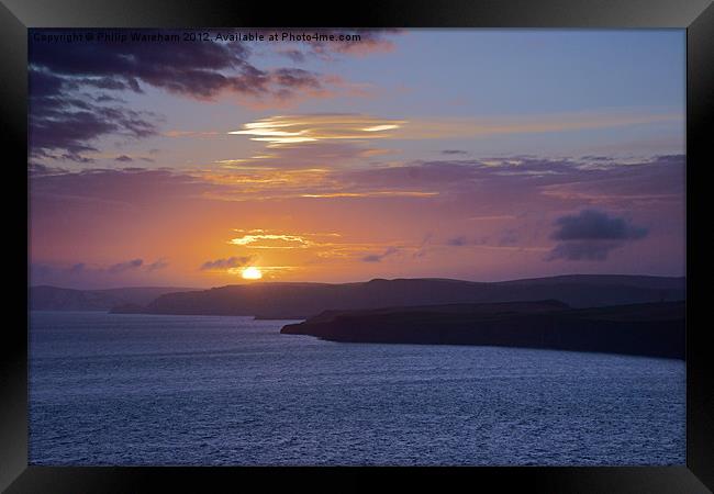 Sunset from St Aldhelms Framed Print by Phil Wareham