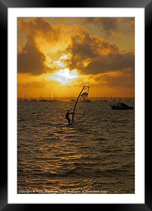Windsurfer at Sunset Framed Mounted Print by Phil Wareham
