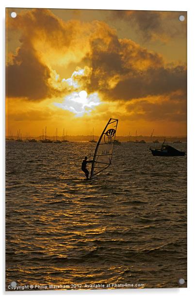 Windsurfer at Sunset Acrylic by Phil Wareham