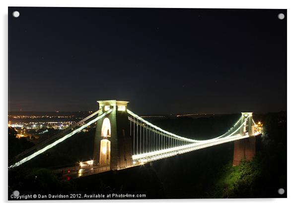 Clifton Suspension Bridge lights Acrylic by Dan Davidson