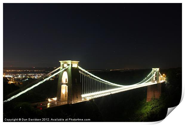 Clifton Suspension Bridge lights Print by Dan Davidson