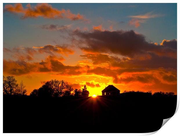 Sunset silhouette Print by Kevin White