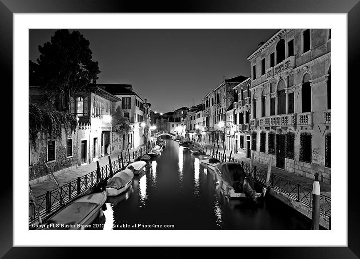 Night Time in Venice Framed Mounted Print by Buster Brown