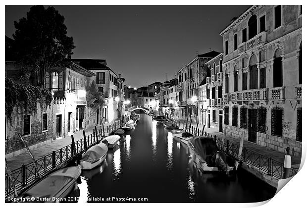 Night Time in Venice Print by Buster Brown