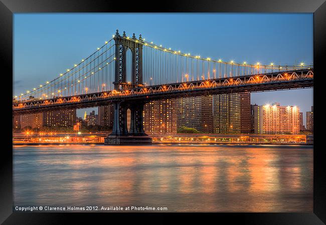 Manhattan Bridge I Framed Print by Clarence Holmes
