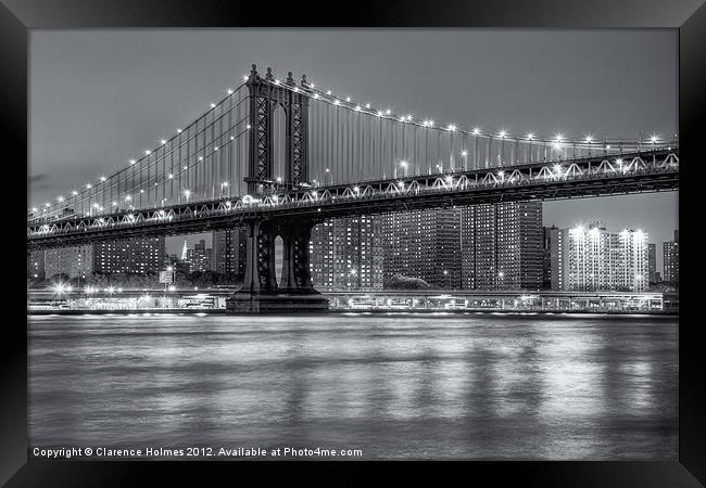 Manhattan Bridge II Framed Print by Clarence Holmes