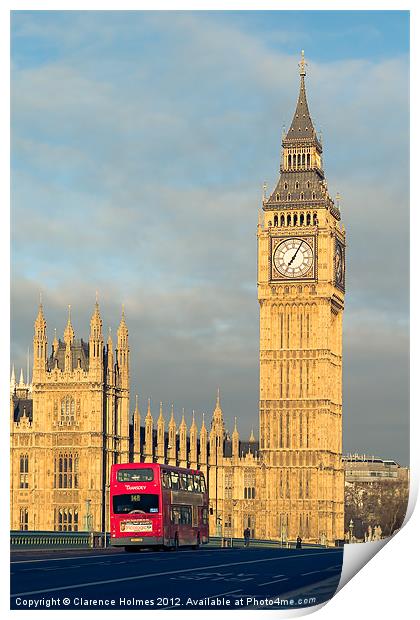 Big Ben and Westminster Bridge I Print by Clarence Holmes