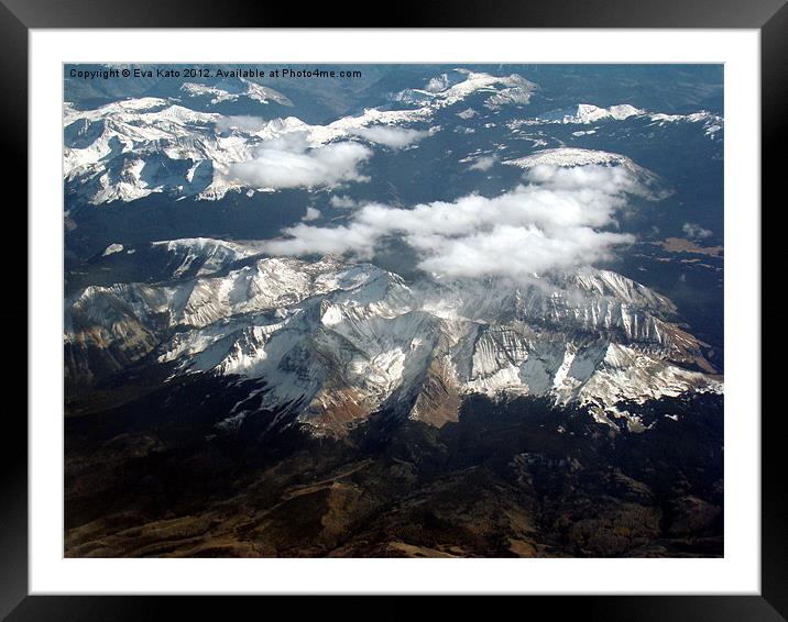 Mountains from Plane Framed Mounted Print by Eva Kato