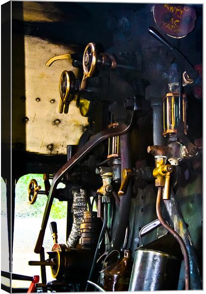 Steam engine controls. Canvas Print by Lee Daly