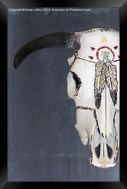 American Indian Painted Cow Skull Framed Print by Betty LaRue