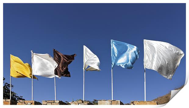 Flags fluttering against blue Sky Print by Arfabita  