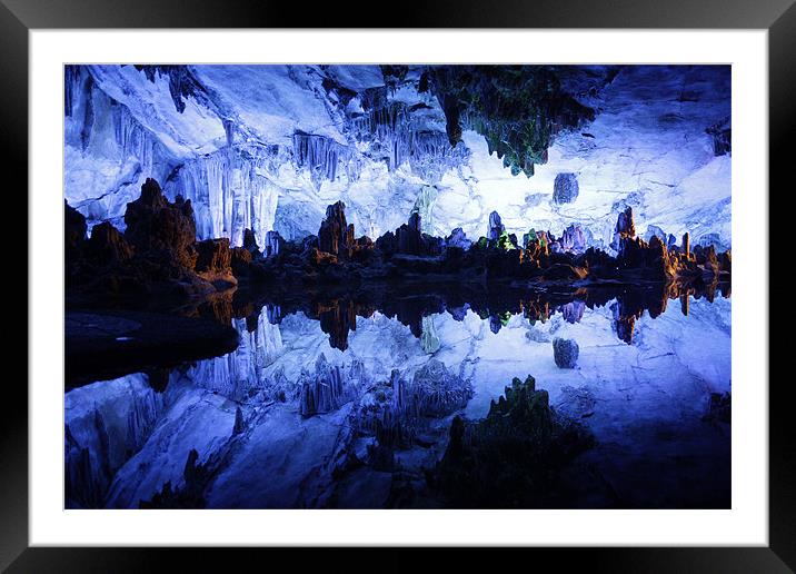 Reed Flute Cave in Guilin, China Framed Mounted Print by peter schickert