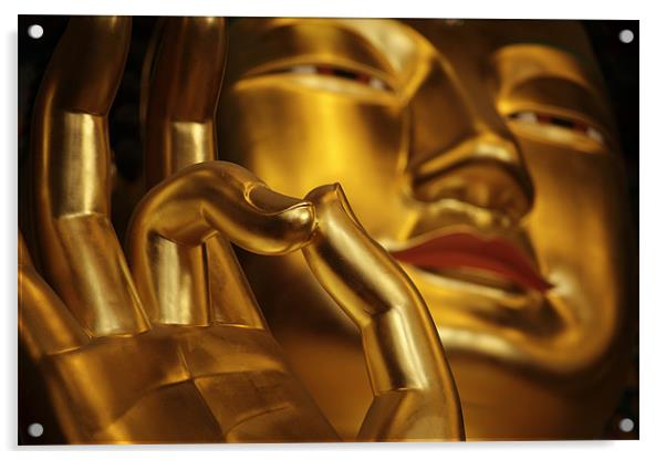 golden buddha in seoul Acrylic by peter schickert