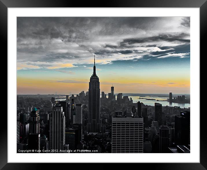 Empire State, Stormy Sunset. Framed Mounted Print by Kitty 