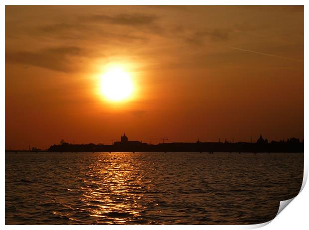 Sun going down over Venice. Print by Kitty 