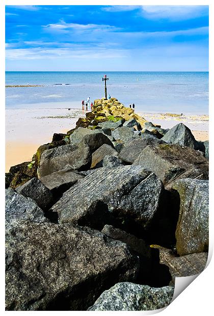 Coastal defence barrier. Print by Lee Daly