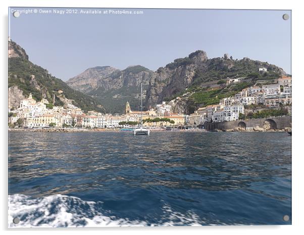 The Town Of Amalfi Acrylic by Owen Nagy