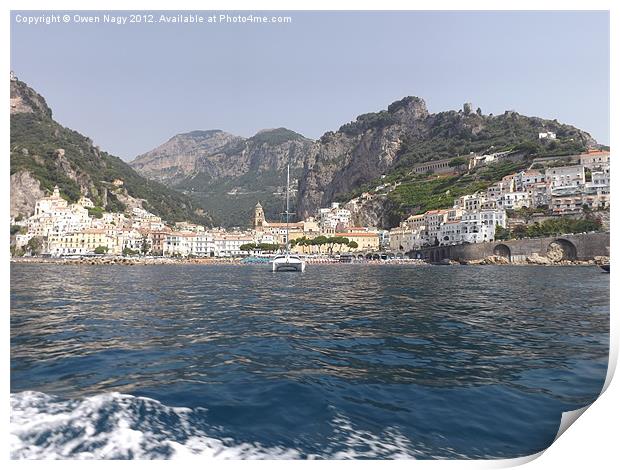 The Town Of Amalfi Print by Owen Nagy