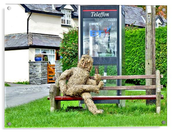 Strawman at Llanwrin Village Acrylic by philip clarke