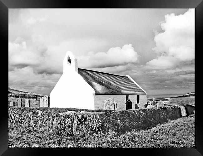 Mwnt Chapel.Black+White.Cardigan. Framed Print by paulette hurley