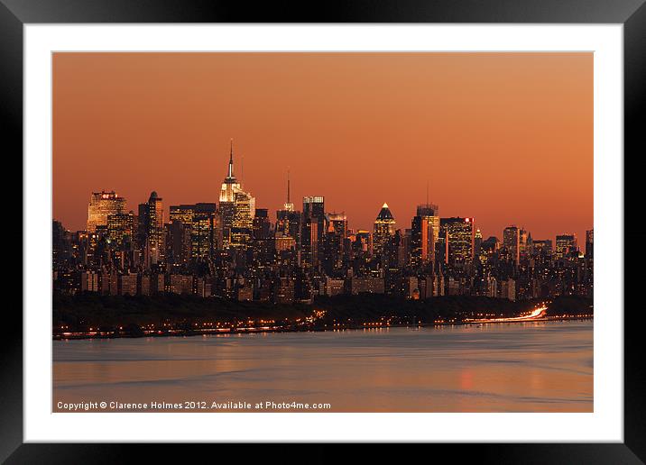 Manhattan Twilight I Framed Mounted Print by Clarence Holmes