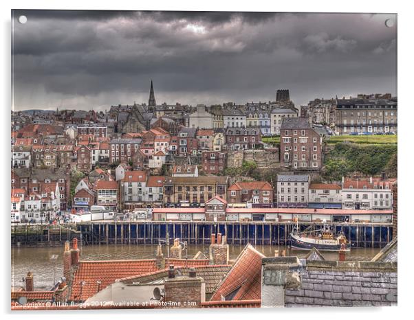 Whitby Quayside Acrylic by Allan Briggs