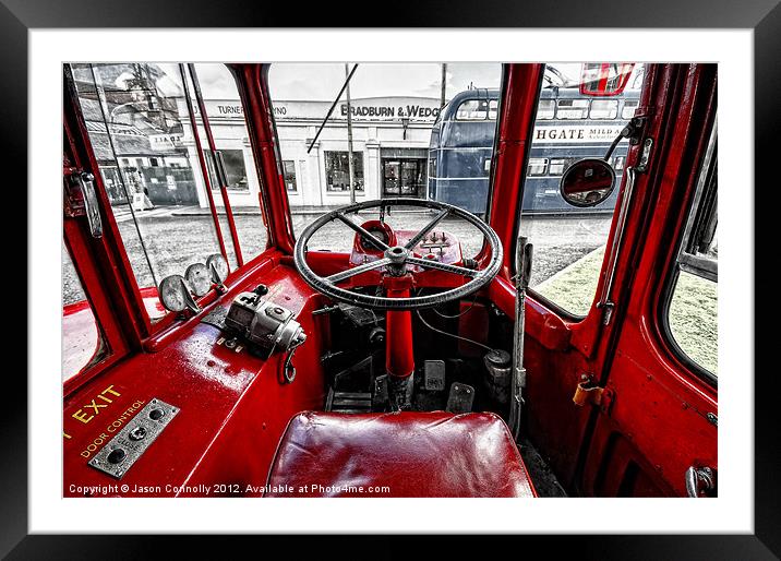 Big Red Bus Driving Cab Framed Mounted Print by Jason Connolly