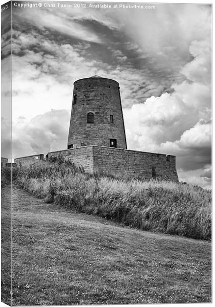 Old Windmill, Bamburgh Castle Canvas Print by Chris Turner