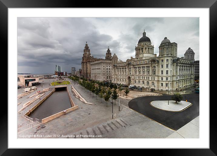 Liverpool Pier Head, HDR Framed Mounted Print by Rob Lester