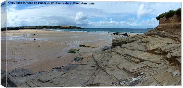 Harlyn Bay Panoramic Canvas Print by Oxon Images