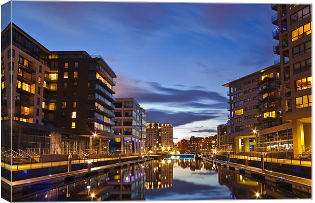 Clarence Dock at night Canvas Print by Matthew Burniston