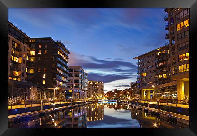 Clarence Dock at night Framed Print by Matthew Burniston