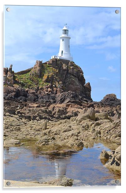 Corbiere Lighthouse Acrylic by Phil While