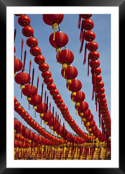 Red Chinese Lanterns Framed Mounted Print by Zoe Ferrie